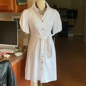 Nanette Lapore White Button (snaps) Down Dress with removable slip Size 4, NWT